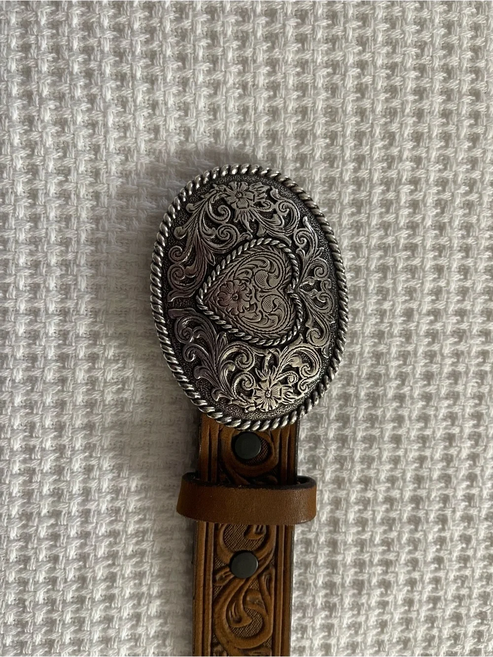 JUSTIN BOOTS GIRL'S WESTERN SCROLL HEART BELT